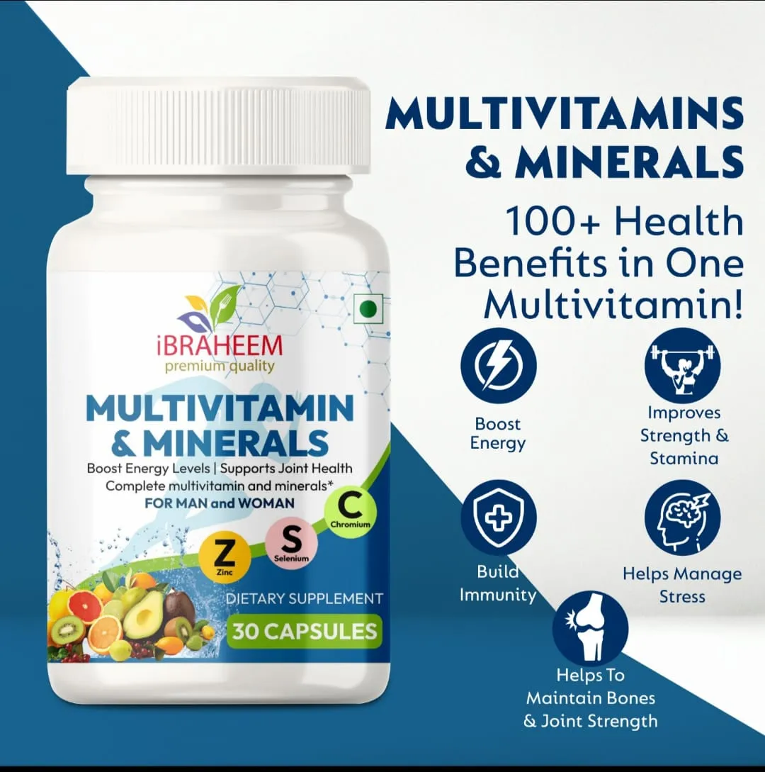 IBRAHEEM Multivitamins & Minerals – 30 Capsules (For Men & Women)